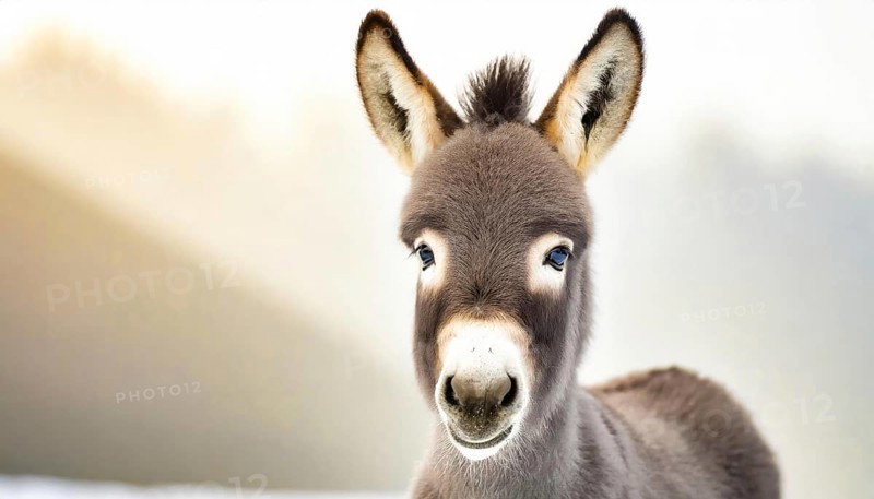 Young donkey, foal, 2 weeks old, portrait