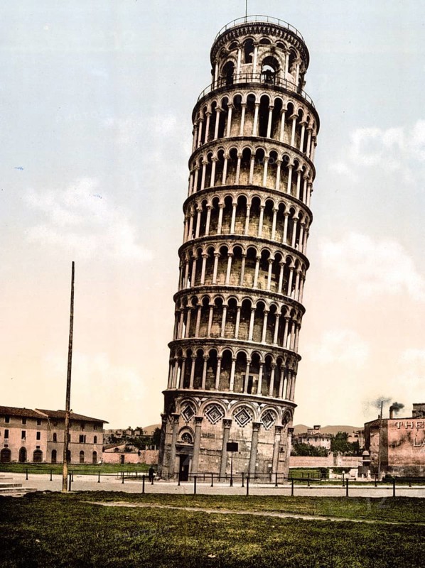 Der Schiefe Turm, Pisa, Italien / The Leaning Tower, Italy, Historic, digitally restored reproduction from a 19th century original, 1880, Record date not stated, Europe