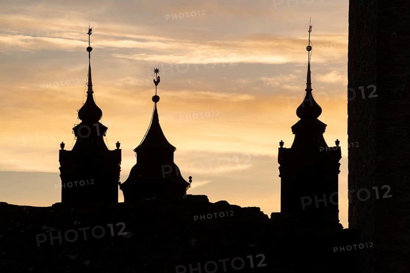Tower silhouettes, Cathedral, Hanseatic City of Visby, UNESCO World Heritage Site, Gotland Island, Sweden, Europe