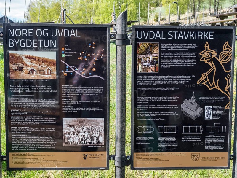 Poster describing Uvdal stave church, Norway, Europe