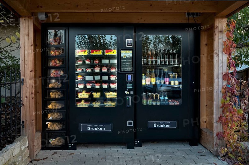 Vending machine, self-service, food, potatoes, O, apples, vegetables, drinks, Bauerle, Schmiden near Fellbach, Baden-Württemberg, Germany, Europe