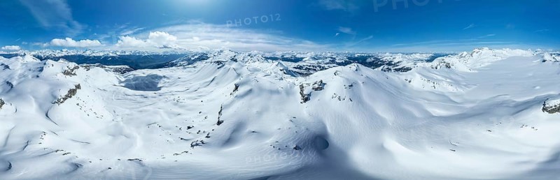 Aerial view, Alpine panorama, Snow-covered glacier plain, Plaine-Morte glacier, Bernese Alps, Switzerland, Europe