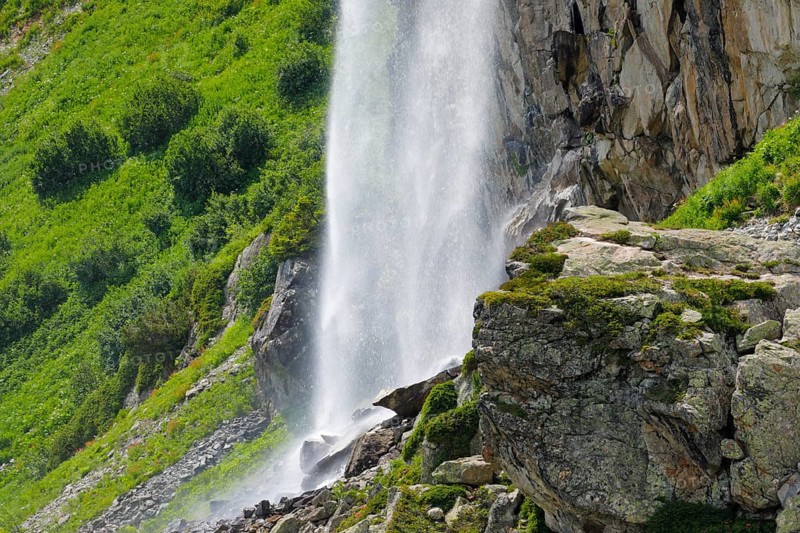 Wyssebach Falls plunges over a striking cliff, Canton of Bern, Switzerland, Europe