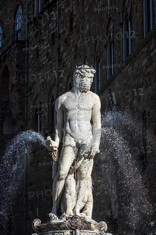 Neptune Fountain, monument, Neptune, sculpture, culture, history, travel, tourism, Piazza della Signoria, Florence, Italy, Europe