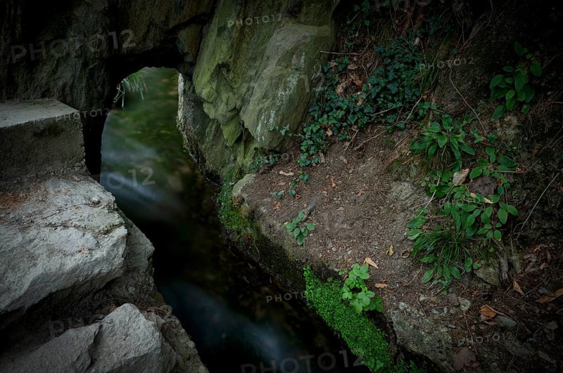 Hiking trail, Maiser Waalweg, stream, long exposure, Schenna, Scena, South Tyrol, Autonomous Province of Bolzano, Italy, Europe
