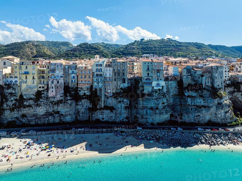 Tropea from a drone, Tyrrhenian Sea, Calabria, Italy, Europe