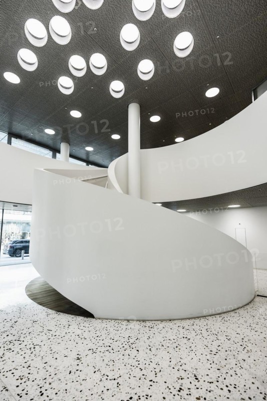 Spiral staircase, Roche Towers, Architects Herzog and de Meuron, Basel, Canton of Basel-Stadt, Switzerland, Europe