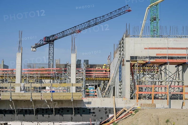 Construction site, new building for Adlershof Community School, Eisenhutweg, Adlershof, Treptow-Köpenick, Berlin, Germany, Europe