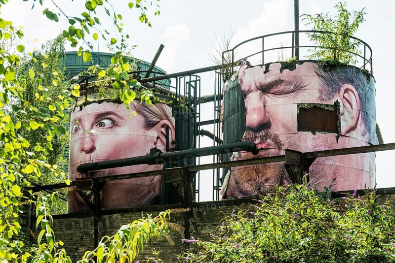 Street art, Former steelworks, Völklingen Ironworks, UNESCO World Heritage Site, Völklingen, Saarland, Germany, Europe
