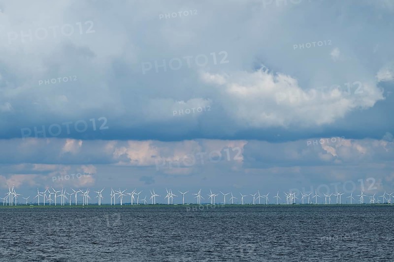 Wind turbines by the sea, North Frisia, Schleswig-Holstein, Germany, Europe