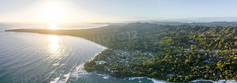 Aerial view, view of Cahuita National Park, coast and coastal landscape with forest, Punta Cahuita headland, Cahuita, Limón, Costa Rica, Central America