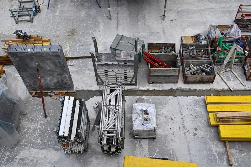 Large construction site for floor formwork