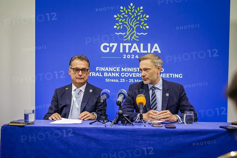 G7 Finance Ministers Meeting in Stresa. Christian Lindner (FDP), Federal Minister of Finance, here at the joint press statement with Federal Bank President Joachim Nagel. Stresa, 24.05.2024. Photographed on behalf of the Federal Ministry of Finance
