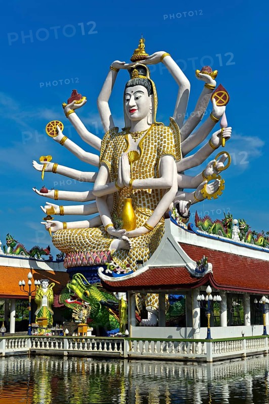 Eighteen-armed Guanyin statue, Buddhist temple Wat Plai Laem, Koh Samui, Thailand, Asia