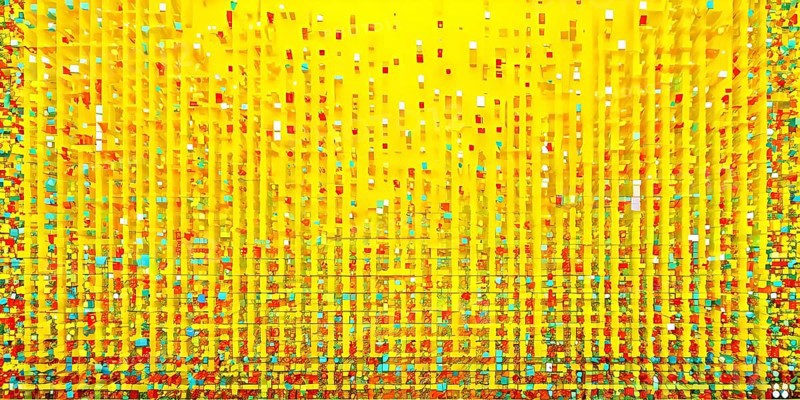 Abstract 3d pixel art technology themed pattern featuring random mosaic in vibrant hues, AI generated