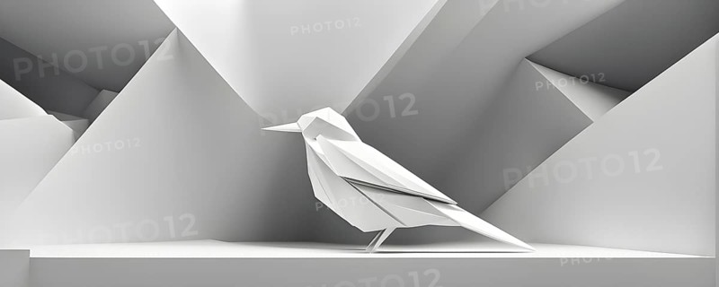 Abstract origami bird wallpaper illustration, AI generated