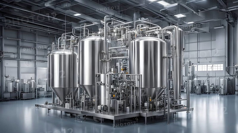 Mechanized pharmaceutical bioreactor in a manufacturing laboratory, AI generated