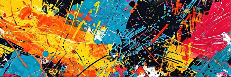 Pop art styled music album illustration featuring abstract crayon patterns and erratic lines in random shapes, AI generated