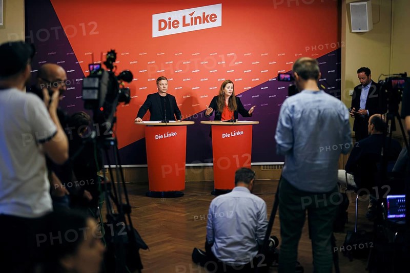Janine Wissler, Chairwoman of the Left Party, and Martin Schirdewan, Chairman of the Left Party, at a press conference in Berlin, 19 August 2024