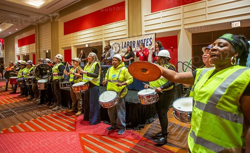 Chicago, Illinois, The Chicago Women in Trades Drumline performs at the 2024 Labor Notes conference. The conference brought together 4, 700 union activists from across the United States and beyond