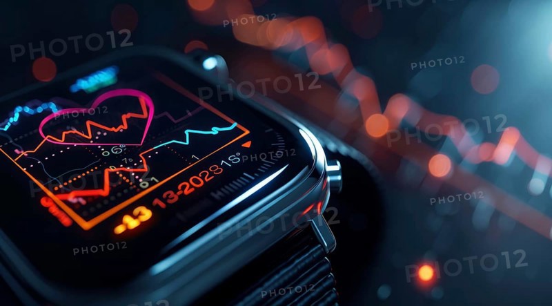 Smartwatch intelligent health and fitness monitoring, AI generated