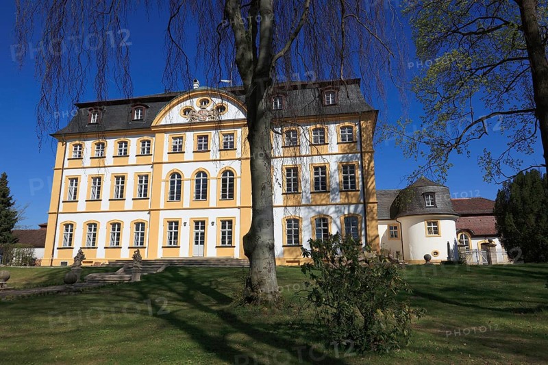 The Jägersburg, former Schönborn hunting lodge, a baroque hunting lodge of the Bamberg prince-bishops near Eggolsheim, district of Forchheim, Upper Franconia, Bavaria, Germany, Europe
