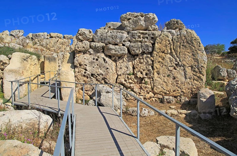 Ggantija neolithic megalithic 5500 years old prehistoric temple complex site Gozo, Malta, Europe