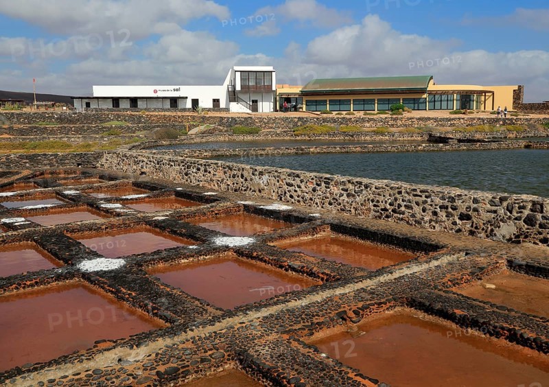 Evaporation of water in salt pans, Museo de la Sal, Salt museum, Las Salinas del Carmen, Fuerteventura, Canary Islands, Spain, Europe