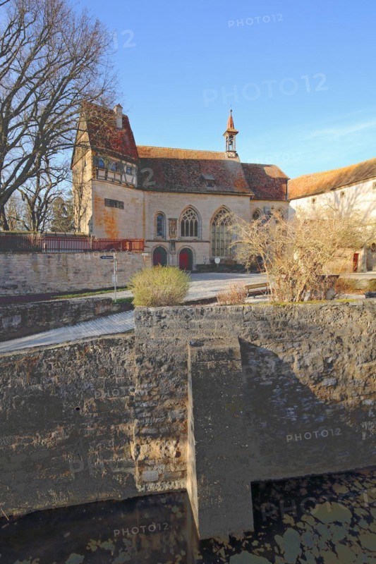 Klingenbastei with Wolfgangskirche church and town gate as part of the historic town fortifications, town wall, Rothenburg ob der Tauber, Tauberfranken, Franconia, Bavaria, Germany, Europe