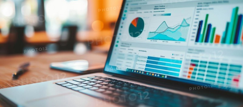 Marketing finance analysis and business growth prediction during business meeting presentation, AI generated