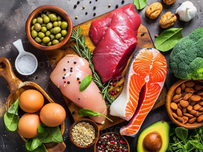 Concept of keto diet for weight loss dieting and improving health, AI generated