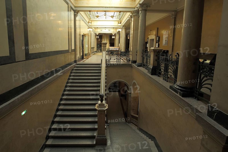 Interior view with staircase in the University Library in the Old Town, Heidelberg, Bergstrasse, Baden-Württemberg, Germany, Europe