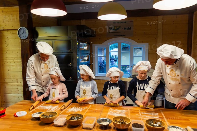 Christmas bakery and show bakery at the Striezelmarkt. In cooperation with the Dresden Stollen Association, the state capital of Dresden conjures up a particularly sweet treat for young Striezelmarkt visitors. In the Christmas bakery within sight of the Kreuzkirche, the motto is On the biscuits, get set, go! every day from 10 a.m. to 6 p.m., Dresden, Saxony, Germany, Europe