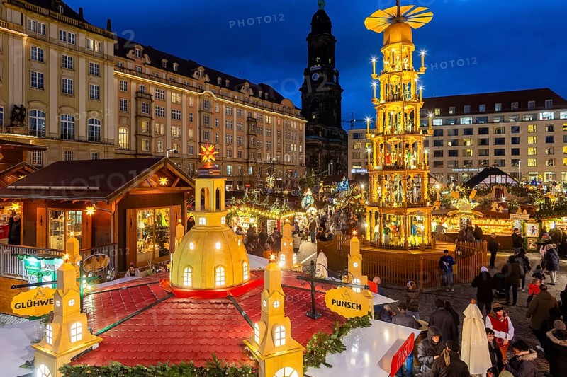 The Dresden Striezelmarkt is a Christmas market in Dresden. It has been held in Advent since 1434, usually on the Altmarkt square, and attracts an average of around two million visitors every year. It is the oldest certified Christmas market in Germany, Dresden, Saxony, Germany, Europe