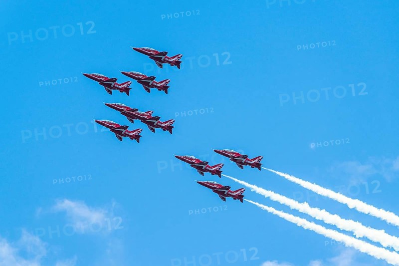 Red Arrows, Royal Air Force Aerobatic Team, Airshow 2024, Teignmouth, Devon, England, United Kingdom, Europe