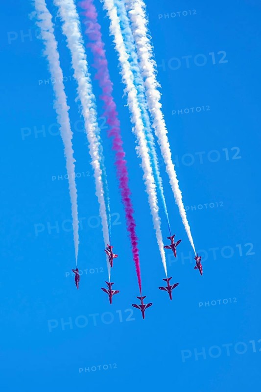 Red Arrows, Royal Air Force Aerobatic Team, Airshow 2024, Teignmouth, Devon, England, United Kingdom, Europe