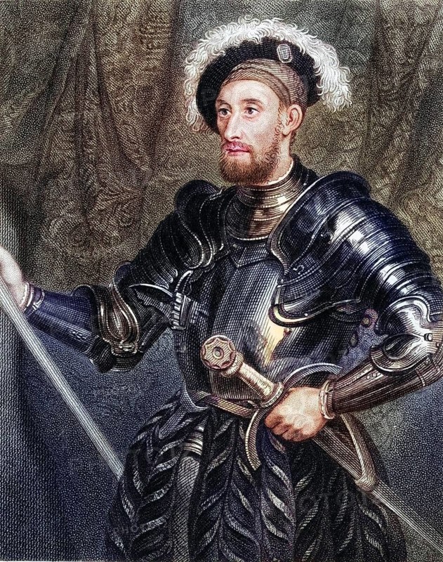 Nicholas Carew, 1496-1539, English courtier and statesman of the Tudor period who was beheaded for his part in the conspiracy to depose Henry VIII. From the book Lodges British Portraits, published in 1823, Historical, digitally restored reproduction from a 19th century original, Record date not stated
