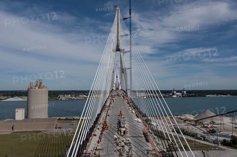 Detroit, Michigan USA -15 June 2024, The last deck section has been put in place on the Gordie Howe International Bridge, linking Detroit with Windsor, Ontario across the Detroit River. The bridge is expected to open in 2025