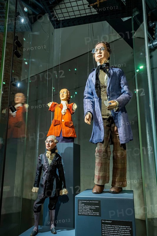 The puppet theatre collection of the Staatliche Kunstsammlungen Dresden (SKD), one of the largest of its kind in the world, will open its doors at its new location on 7 September: the power plant Mitte will not only house 12, 000 marionettes, hand puppets and other theatre figures on an area of around 2, 600 square metres, but also entire stages and the extensive archive, a total of over 100, 000 objects, will find an appropriate place. In future, there will be two exhibitions that can be visited independently of each other: The permanent basic exhibition will present highlights from the collection such as marionettes developed at the Weimar Bauhaus and the Hohnsteiner Kasper, the ancestor of many modern German hand puppets. Franz Schubert, Apelt Böttger's Dresden Marionette Theatre, late 19th century, costume 1950, puppet theatre collection at the new location in power plant Mitte, Dresden, Saxony, Germany, Europe