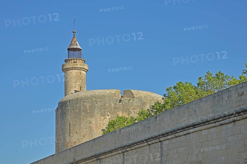Tour de Constance and city wall, defence defence tower with historic city fortifications, city tower, landmark, Aigues-Mortes, Gard, Camargue, Provence, France, Europe