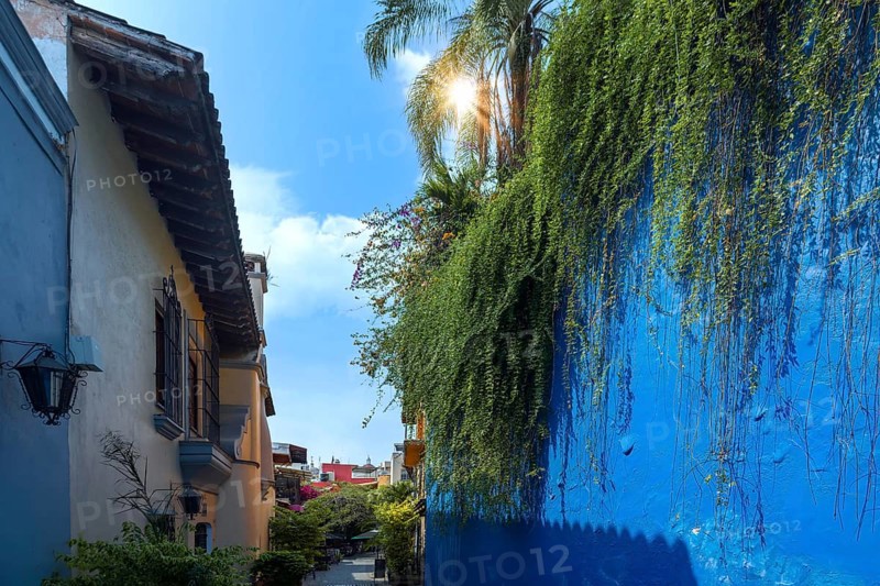 Scenic colorful colonial architecture of Cuernavaca streets in historic center in Mexico Morelos