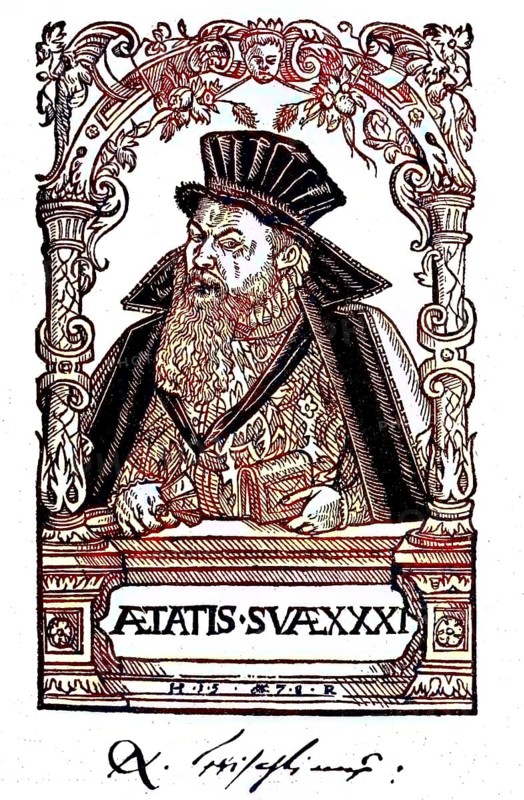 Philipp Nicodemus Frischlin, 22 September 1547, 29 November 1590, was a late humanist philologist, neo-Latin dramatist and ennobled lyricist, digital reproduction of an original from the 19th century, original date unknown