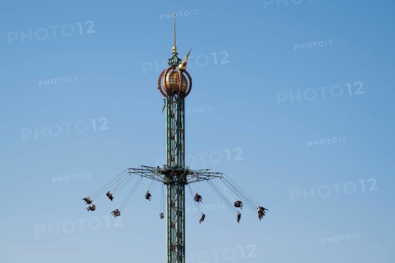 Star Flyer chain carousel at a height of 80 metres, Tivoli Amusement and Recreation Park, Copenhagen, Denmark, Europe