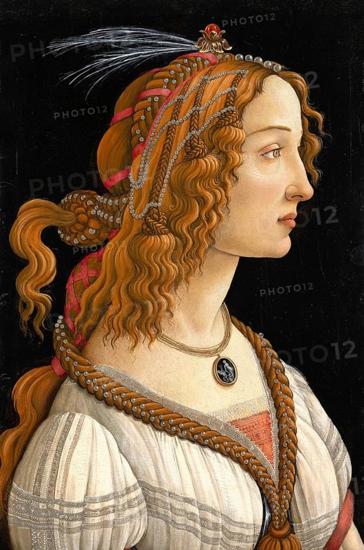Portrait of Simonetta Vespucci as Nymph (ca. 1480), portrait of Simonetta Vespucci as Nymph, Painting by Sandro Botticelli (1 March 1445, 1510), one of the most important Italian painters and draughtsmen of the early Renaissance, Historic, digitally restored reproduction from an original, Record date not stated