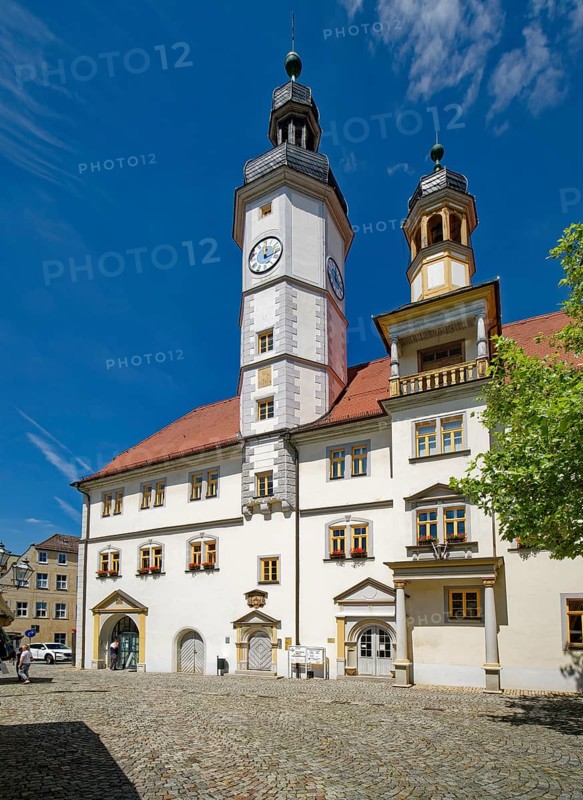 Eisenberg town hall from the 16th century on the market square, old town of Eisenberg, Saale-Holzland district, Thuringia, Germany, Europe