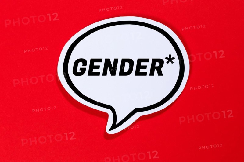 Gendering with gender asterisks as a symbol for gender-appropriate language in speech bubbles Communication concept speaking in
