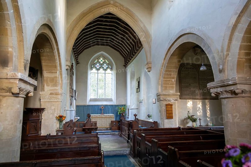 Interior of village parish church of Saint Andrew, Ogbourne St Andrew, Wiltshire, England, UK