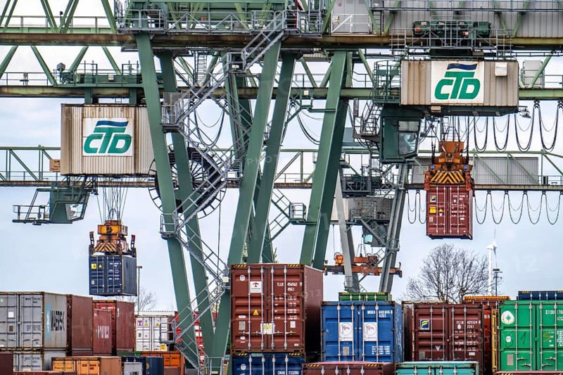 Port of Dortmund, Container Terminal Dortmund CTD, trimodal terminal, transport by rail, road and waterway, Dortmund-Ems Canal, North Rhine-Westphalia, Germany, Europe