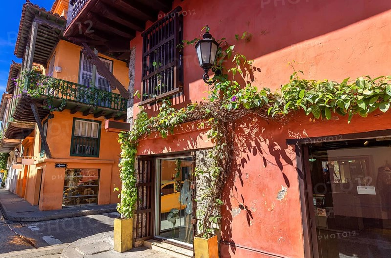 Famous colonial Cartagena Walled City (Cuidad Amurrallada) and its colorful buildings in historic city center, designated a UNESCO World Heritage Site