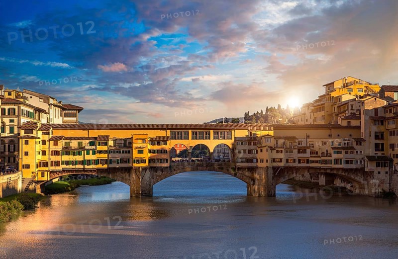 Scenic beautiful Ponte Vecchio bridge in Florence historic city center